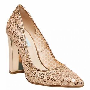 Betsey Johnson Gold Sequin Heels